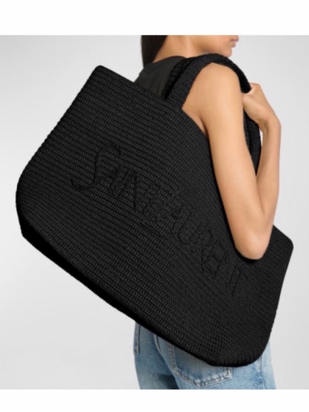 Saint Laurent Black Textured Tote Bag